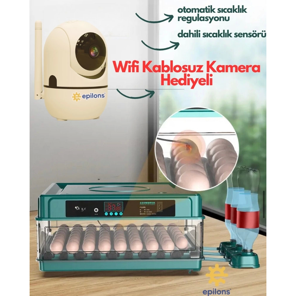 Kuluçka Makinesi Wifi Kamera Hediyeli 130 Lu Tam Otomatik Yedek Motorlu Kuluçka Makinesi Wifi Kamera Hediyeli 130 Lu Tam Otomatik Yedek Motorlu