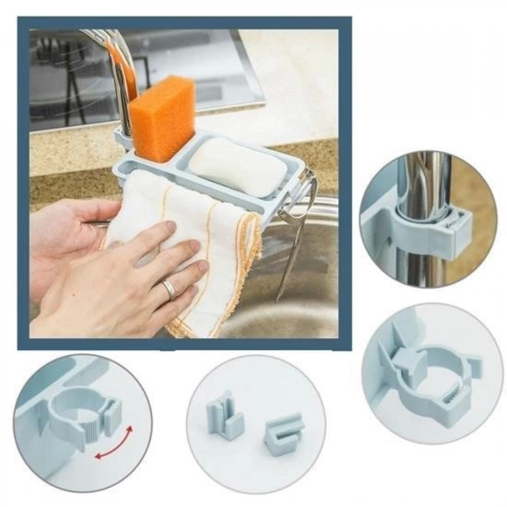 Musluğa Takılan Sünger Havlu Askılı Sabun Hazneli Mutfak Banyo Lavabo Düzenleyici Organizer Musluğa Takılan Sünger Havlu Askılı Sabun Hazneli Mutfak Banyo Lavabo Düzenleyici Organizer